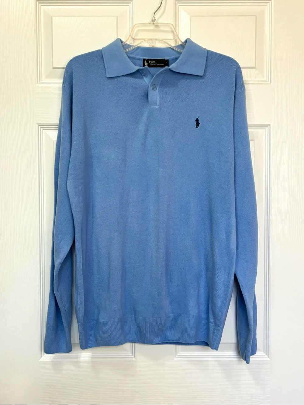 Polo Ralph Lauren Cashmere Polo Sweater Men’s Large Blue Soft Preppy Old Money